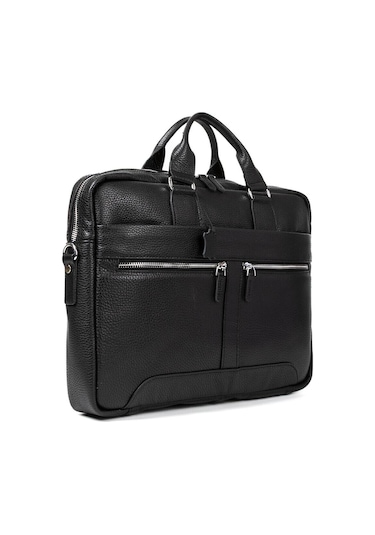 Hakiki Deri Unisex Evrak Çantası Laptop Bölmeli 15.6\" Inç-125376 Siyah