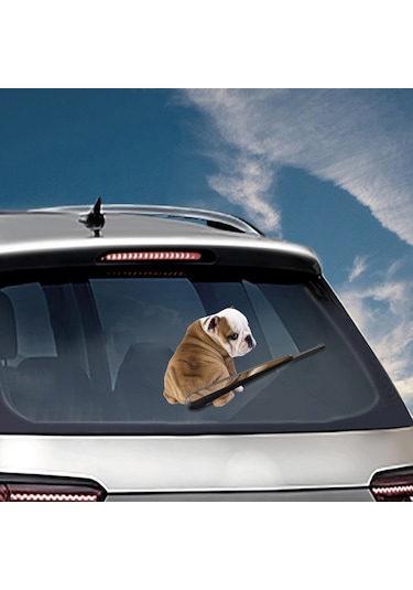 Jeemson Araba Arka Cam Köpek Sticker, Kabin Dekorasyon, Yağmur Sileci Sticker, Normal Yapıştırıcı Malzeme, 26x5cm Paket