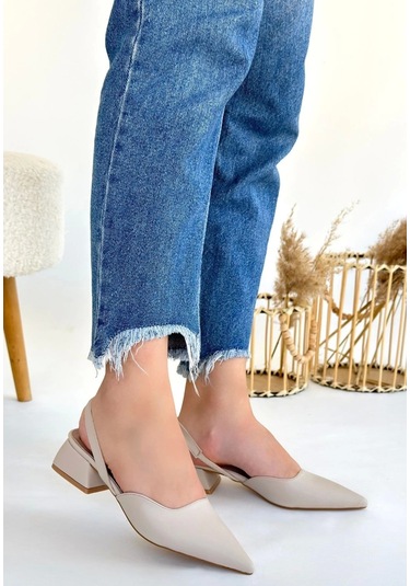 Jenti Bej Cilt Topuklu Ayakkabı Bej