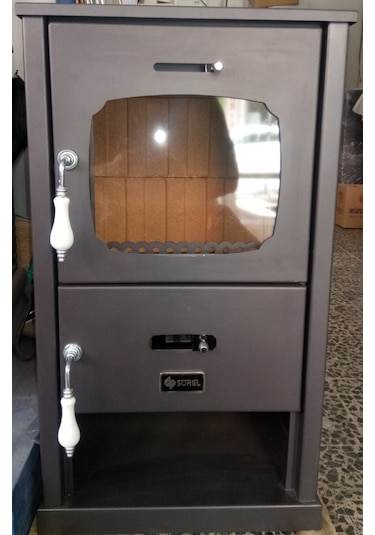 Sürel 5123 Relax Şömine Camlı 5 Mm Çelik Tuğlalı Soba Kömür Odun