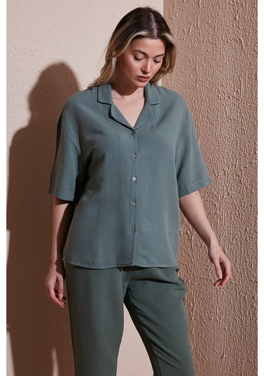 Fashion Friends Bayan Gömlek 25y0605k1 Haki Haki