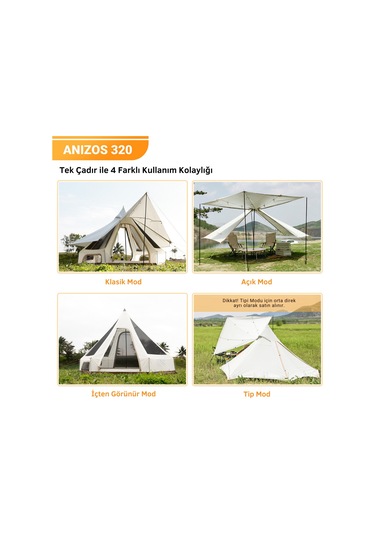 Kingcamp Anızo S 320 Canvas Glamping Çadır Bej