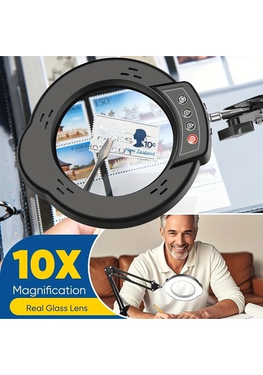 Xuweiwei Siyah Lıshumeı Led Büyüteçli Lamba 5 Renk 10 Parlaklık Ayaklı Işık Siyah