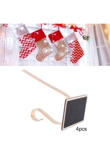 Suntek Çiftlik Evi Tahta Sağlam Yapılı Noel Çorabı Tutacağı Altın Kanca 4 Adet Çok Renkli