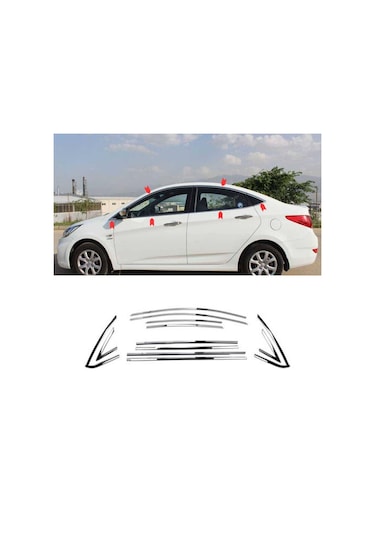 Hyundai Accent Blue Krom Cam Çerçevesi Set 2016-2019 14 Parça