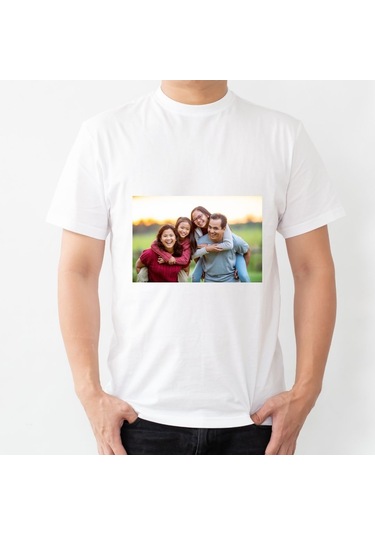 Kişiye Özel Fotoğraf Baskılı Tişört - Kendi Fotoğrafınla Beyaz Unisex Tişört Beyaz