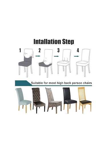 Jms Lacivert Streç Kadife Çıkarılabilir Yıkanabilir Büyük Yumuşak Yemek Sandalyesi Slipcovers Kapakları