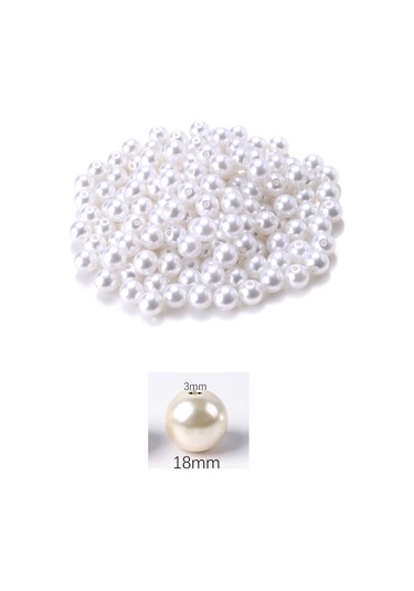 100 Gram 18mm Beyaz Renk Plastik İnci Boncuk Çanta Ve Takı Yapım Boncuğu 22 Adet