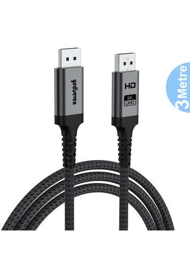 Yediseven Displayport Dp 1.4 8k 60hz Görüntü Aktarma Kablosu 3m