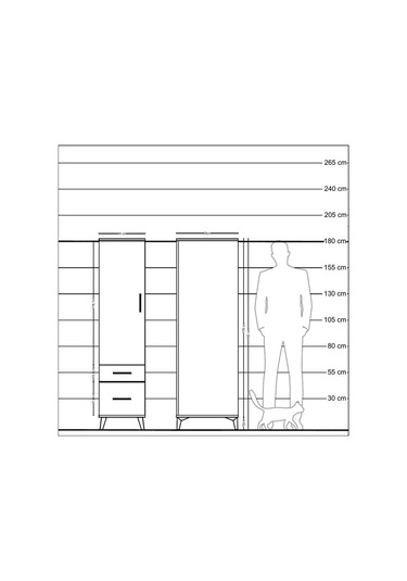 Kronos Dolap 4 Raflı 2 Çekmeceli Tek Kapaklı 44x59x182 Çam-çam Çam