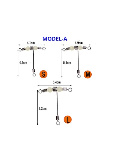MSO Olta Balıkçılık Paslanmaz Çelik Fosforlu T Fırdöndü (Mod-A)