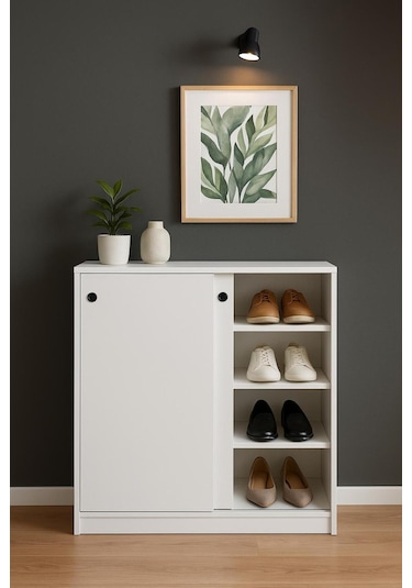 Sürgü Kapaklı Çok Amaçlı Dolap&ayakkabılık Beyaz