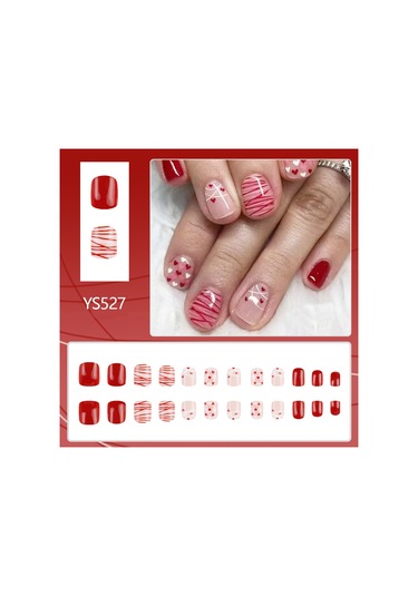 İlkbahar Ve Yaz Günlük Kısa Aşk Avrupa Kare Aşınma Tırnak Çapraz Çizgiler Tatlı Parlak Çok Yönlü Sahte Tırnaklar 24 Adet Tırnak Sanatı Dahil Araçlarys527