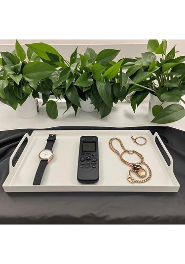 Willowhaven Yeşil Dekoratif Metal Tepsi Yaprak Desenli Dayanıklı İç Ve Dış Mekan Yeşil