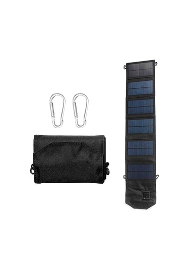 Hfambition Siyah 12w 5v Çift Usb Güneş Enerjisi Çevirici - Ip6 Su Geçirmez, Taşınabilir, 2 Kalkanlı, Polikristal Güneş Paneli