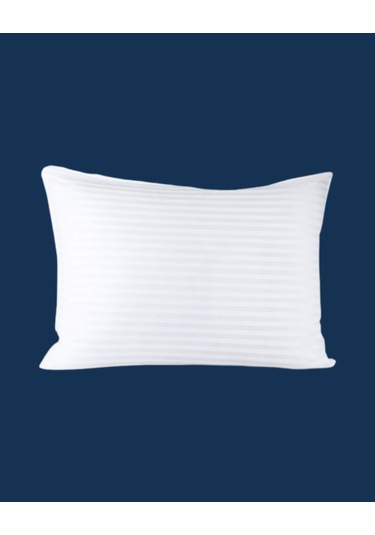 Solivane Otel Tipi Lüks Yastık Kılıfı 83 Tel Pamuk Saten Çizgili Kumaş Queen Size 60x80 Beyaz