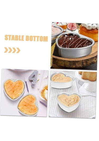 Kek Kalıbı Kalpli Bisküvi Kalp Şeklinde Alüminyum 1 Adet Ağız Çapı 20 Cm Yükseklik 5,5 Cm Gri