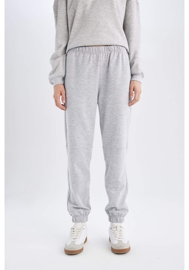Defacto Beli Paçası Lastikli Cepli Uzun Boy Basic Düz Jogger Eşofman Altı D6646AX24WNGR256 Gri