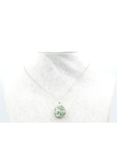 Murty99 Hakiki Doğal Aventurin Taşı Kolye Ucu Yeşil