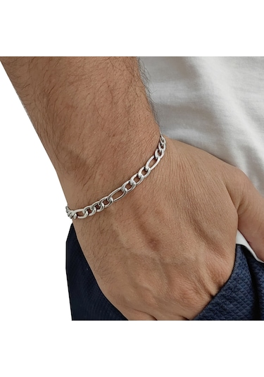 Chavin 6 mm Figaro Gri Çelik Erkek Bileklik et85by-6
