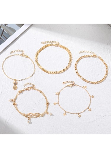 Ananas Deluxe İnci Bilezik Moda Yıldız Kolye Çok Yönlü Süsler Zarif Charm Mizaç Plaj Bohem Kadın Ayak Zinciri Çok Renkli