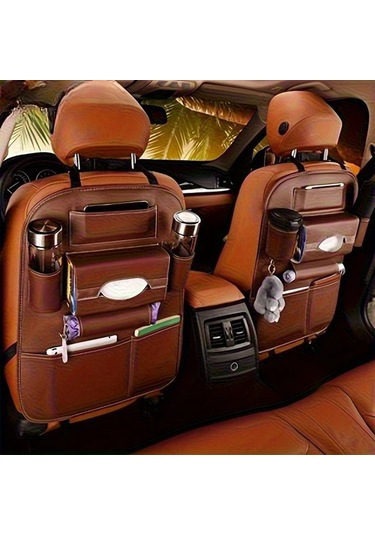 Chuangyinshop Coffee 1 - 1 Adet Araç Kolçak Düzenleyici, Çok Cepli Kahve Tutuculu Dayanıklı Pu Saklama Çantası