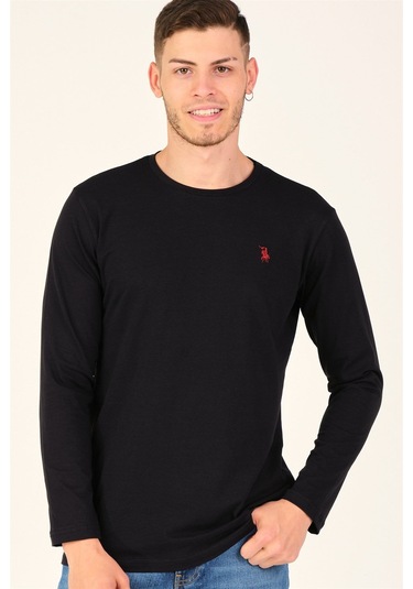 T8588 Dewberry Bisiklet Yaka Uzun Kol T-shırt-kömür Siyah Kömür Siyah