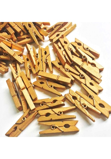 100 Lü Gold Ahşap Mandal 2.5cm 10 Lu Paket-1000 Adet Ahşap