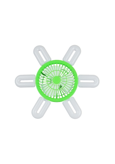 E27 Vidalı Fan Işığı 6u Katlanır Tavan Vantilatörü Açık Yeşil