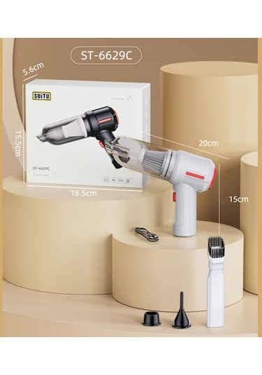 CBTxGlobal Suıtu St-6629 3 In 1 5500pa Araba Kablosuz Elektrikli Süpürge 3 Mod Siyah - Usb Kablosu