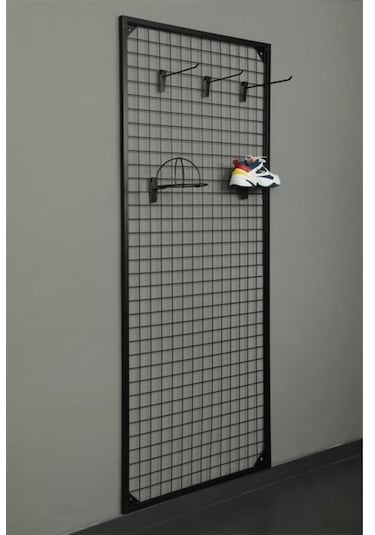 Rafburada Sık Telli Tel Raf - Tel Pano Stand, Duvar Askılığı 120x120 cm