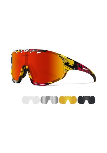 Queshark Polarize Anti-Uv Outdoor 5 Lens Ultra Hafif Spor Gözlük