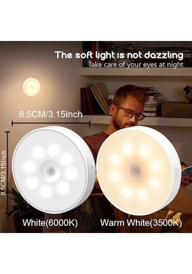 Lumaworld 6lı Amill Akıllı Hareket Sensörlü Usb Şarjlı Dimlenebilir Dolap Altı Led Işık Seti Sıcak Beyaz Sıcak Beyaz-3500k