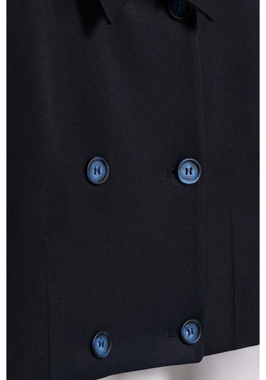 Kadın Lacivert Apolet Detaylı Crop Blazer Lacivert