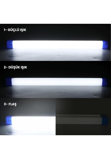 Powermaster T530 32cm 40w Çubuk Portatif Led Işıldak Şarjlı Tüp Lamba 1200mah Beyaz