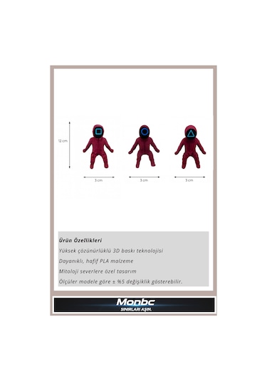 Monbc Squid Game 3 Lü Koruma Figür Seti 3d Tasarım Dekoratif Biblo, Hediyelik Ve Ev Ofis İçin Şık Aksesuar