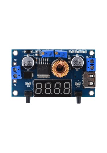 Lemestar Kristal Kasa İle 5a Sabit Gerilim Akım Düşürme Modülü, Voltaj-akım-güç Gösterici, Usb Arayüzü, 75w, Aşırı Akım Korumalı