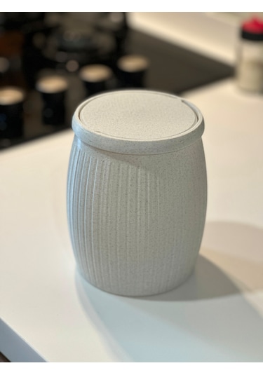 Marsel Dizayn Çöp Kutusu V3 Masaüstü - Mutfak - Banyo - Açılır Kapanır - Mermer Beyaz - 15cm Mermer