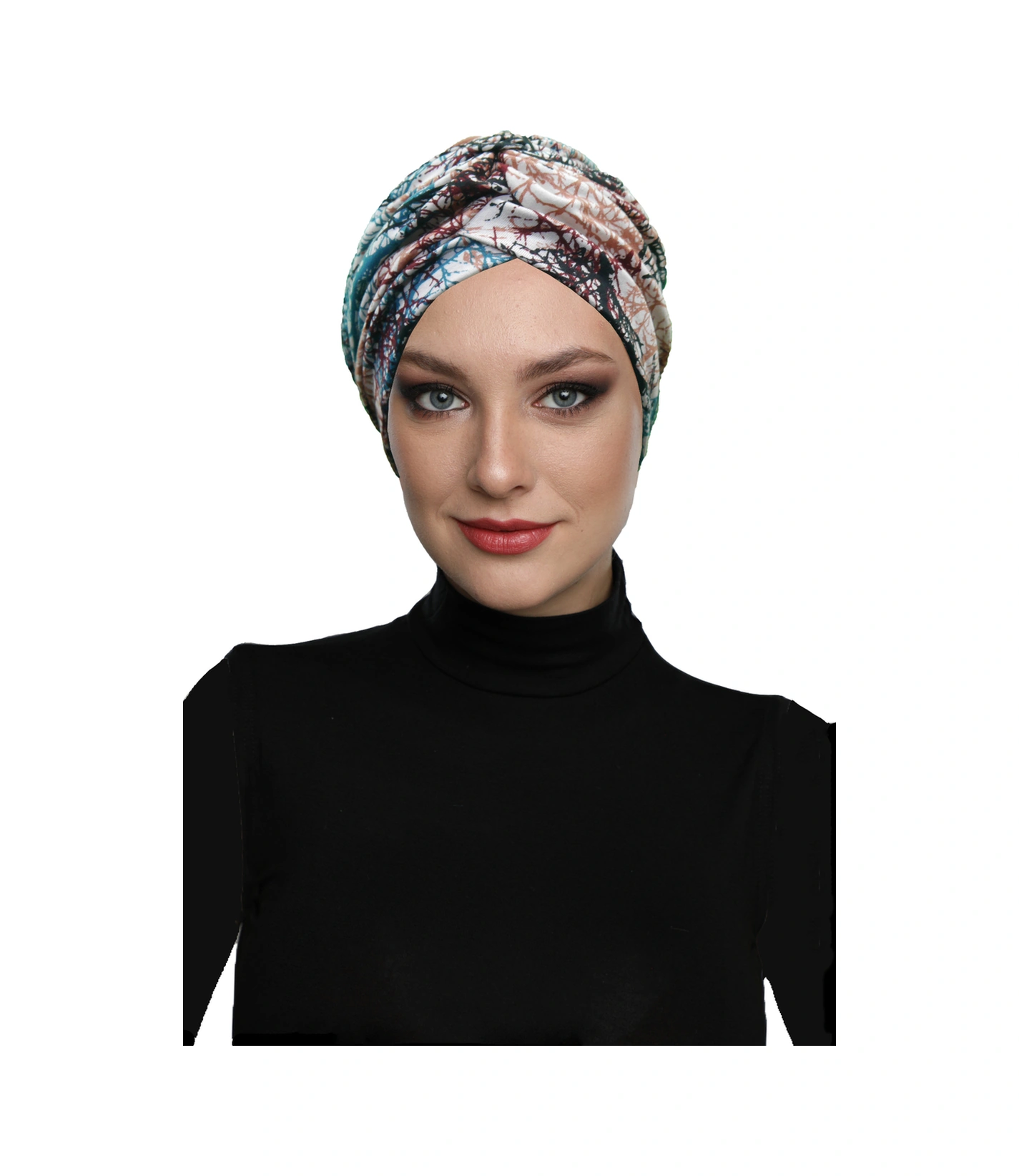 Batikli Model Desenli Çapraz Ve Bant Detaylı Astarlı Hazır Türban Tesettür Havuz Bonesi Karışık Renk