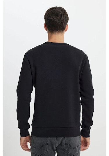 Lee Regular Fit Normal Kesim Bisiklet Yaka İçi Polarlı Siyah Sweatshirt 001