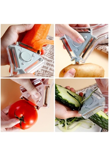 2 Pcs 3 İn 1 Peeler Vegetable And Fruit Peeler Blue Mavi