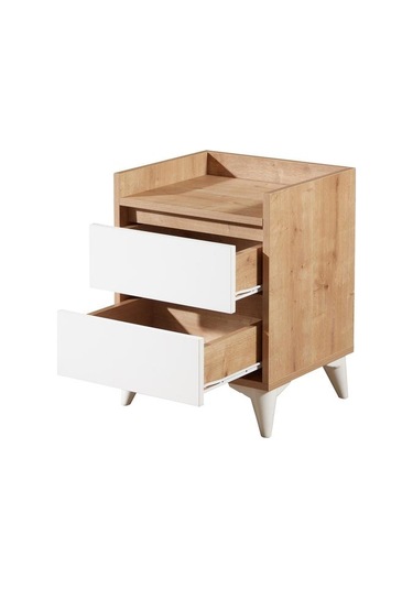 Just Home Verona 2 Çekmeceli Komodin - Safir Meşe / Beyaz Safir Meşe / Beyaz