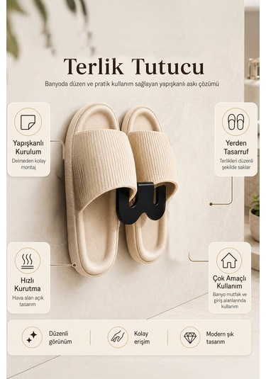 3m Yapışkanlı Terlik Askısı Banyo Kapı Ayakkabı Tutucu Kurutma Rafı Diğer