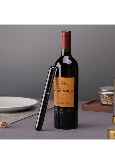 Symbee Siyah Kalem Şekilli Pervane Tipi Şarap Açıcı - Bıçaklı Kapağı İle Basınçlı, Ev Kullanıma Uygun, Dayanıklı Malzeme, En Kolay Kullanım Siyah