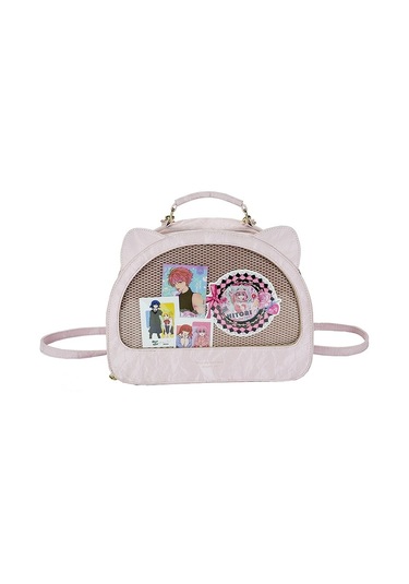 Crosswing Kedi Baş Yarım Yuvarlak Omuz Çantası-pembe Pembe