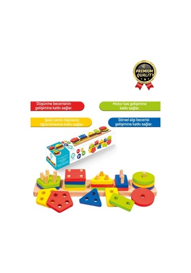 Özel Üretim Kişisel Gelişim Koordinasyon Çocuk Eğlenirken Öğreten Ahşap Geometrik Şekiller Oyunu