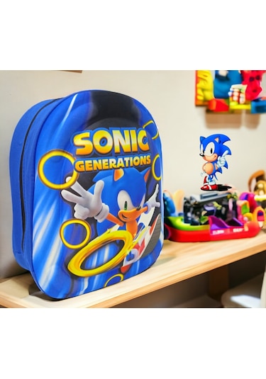 Sonic 3d Kabartmalı Anaokulu Kreş Ve Günlük Kullanım Çantası