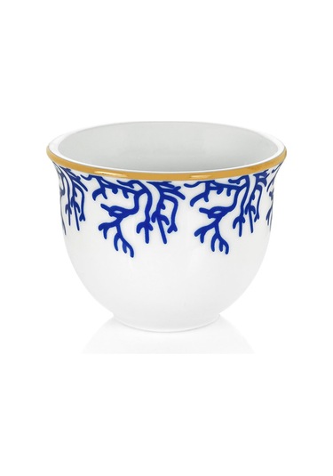 Mercan Mavi 18 Parça Çay + Mırra Set Hediye Kutulu Beyaz - Mavi