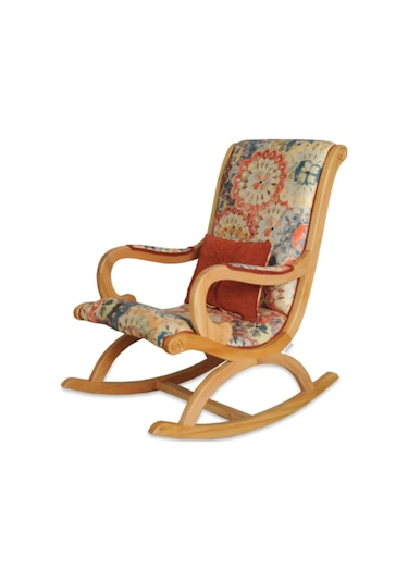 Asedia Rustik Naturel Çiçekli Sallanan Sandalye Dinlenme Koltuğu