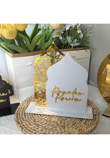 Lijinxu Ramazan Masa İşareti Süsleme Hediyesi Beyaz-altın